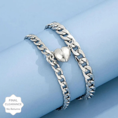 P R Production Alloy, Stainless Steel Silver Bracelet(Pack of 2)