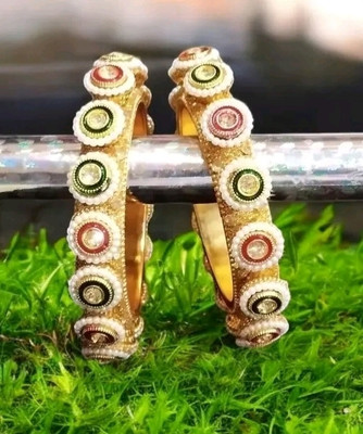 Diyantra Trading Alloy Pearl Gold-plated Kada(Pack of 2)