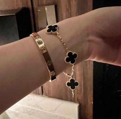 mohimit mart Stone, Stainless Steel Gold-plated Bracelet Set