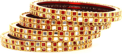 KOTTIAR CREATIONS Glass Crystal Bangle Set(Pack of 4)