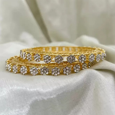Balasundri Metal Crystal, Zircon Gold-plated Kada(Pack of 2)