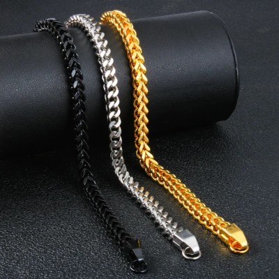 AMAAL Metal, Stone, Alloy, Stainless Steel Black Silver, Gold-plated, Silver Bracelet Set(Pack of 3)