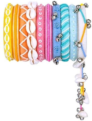MAHADEV Plastic Moonstone Silver Coated Bangle Set(Pack of 10)