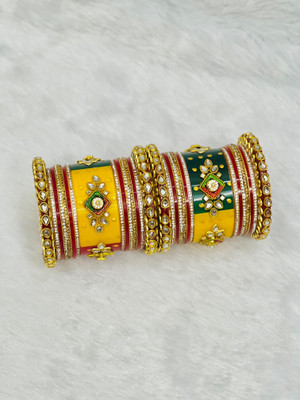 Shareek Alloy Ruby Gold-plated Bangle Set(Pack of 2)