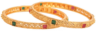 YELLOW CHIMES Brass Gold-plated Bangle Set(Pack of 2)