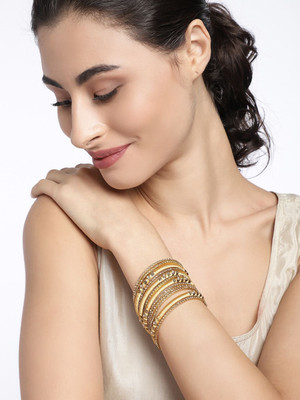 ANOUK Brass Diamond Gold-plated Bangle Set(Pack of 12)