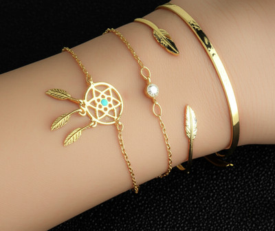 TVI Alloy Cubic Zirconia Gold-plated Bracelet Set(Pack of 4)