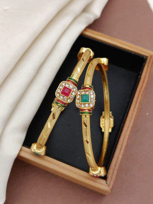 Mayur Fashion Brass Diamond Gold-plated Bangle(Pack of 2)