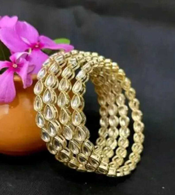 jayajwell Alloy Cubic Zirconia Gold-plated Bangle Set(Pack of 4)
