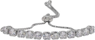 Manikya Brass Cubic Zirconia Silver Charm Bracelet