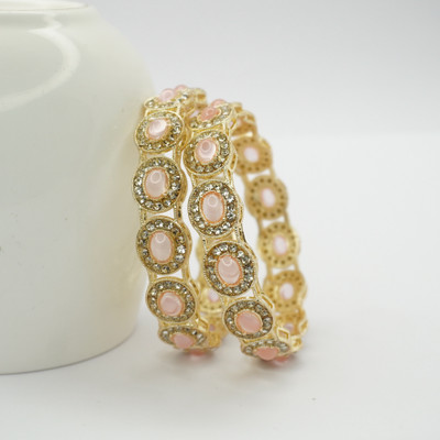 Panini Jewels Alloy Diamond, Crystal Gold-plated Bangle Set(Pack of 2)