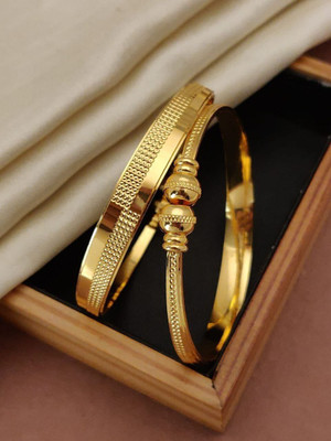 NIrjaaFashion Brass Gold-plated Bangle Set(Pack of 2)