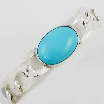 RATAN BAZAAR Stone Turquoise Silver Bracelet
