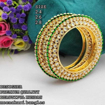 DENICRAAS Alloy Beads, Crystal, Rhinestone Gold-plated Bangle Set(Pack of 2)