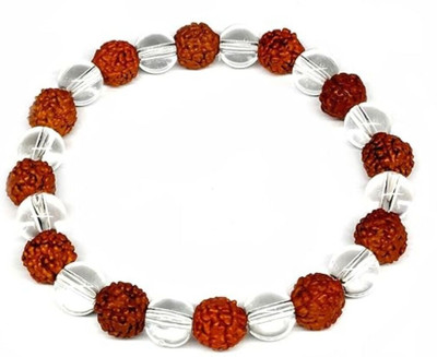 GemVastu Crystal, Rudraksha, Clear Quartz Beads Charm Bracelet