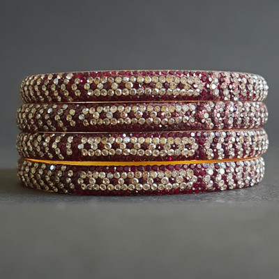J2N2 Brass Crystal Bangle Set(Pack of 4)