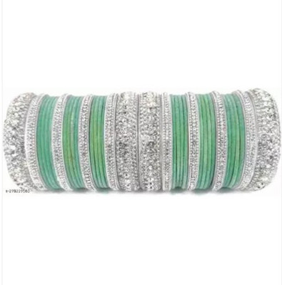 khooshbu Metal Cubic Zirconia Bangle Set(Pack of 10)
