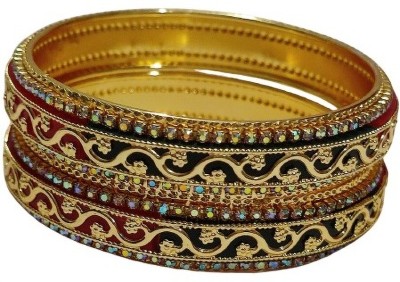 KAMAAKSHI FASHION COLLECTIONS Brass, Alloy Cubic Zirconia Gold-plated Bangle Set(Pack of 2)