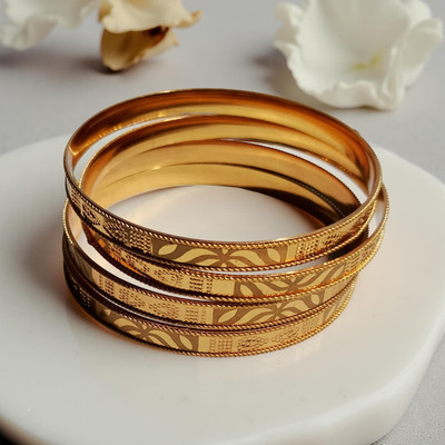SBH Brass Gold-plated Bangle Set(Pack of 4)