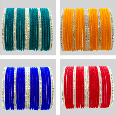 Suhagan Glass Cubic Zirconia Bangle Set(Pack of 88)