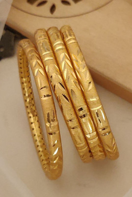 NIrjaaFashion Brass Gold-plated Bangle Set(Pack of 2)