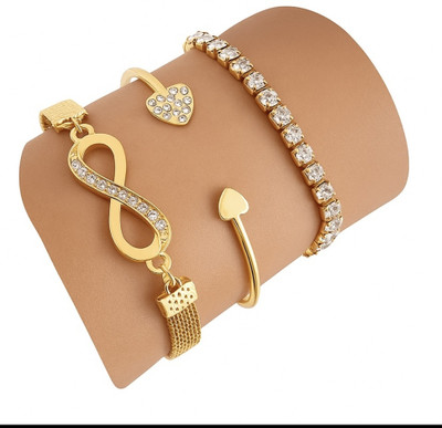MoonLightBeauty Alloy Cubic Zirconia Gold-plated Bracelet Set(Pack of 3)
