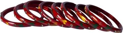 Bhooprama Glass Crystal Bangle Set(Pack of 8)