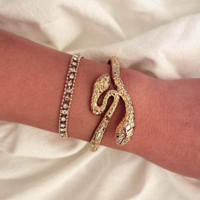 DESTINY JEWEL'S Alloy Cubic Zirconia Gold-plated Bracelet Set