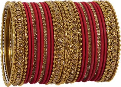ZULKA Metal, Fabric Zircon Bangle Set(Pack of 28)