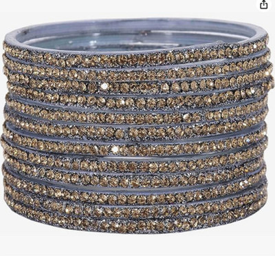 Mahaveer Glass Cubic Zirconia Bangle(Pack of 10)
