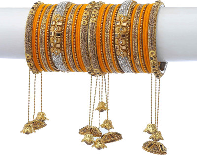 ZINEKA Metal Gold-plated Bangle Set(Pack of 34)