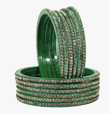 Mahaveer Glass Cubic Zirconia Bangle(Pack of 10)