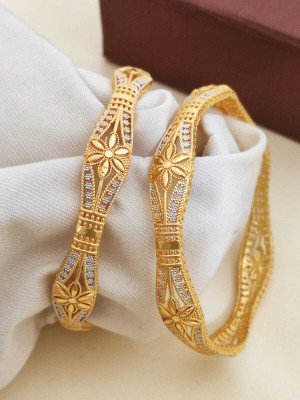 Kriva Trading Alloy Gold-plated Bangle(Pack of 2)