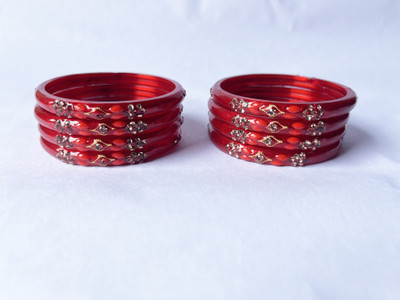 Bhooprama Glass Crystal Enamel Bangle Set(Pack of 8)
