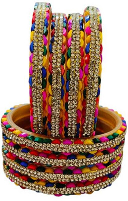 Surekha Gallery Glass Cubic Zirconia Bangle Set(Pack of 8)