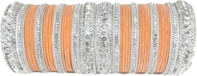 Ha Meem Metal, Plastic Zircon Silver Bangle Set(Pack of 36)