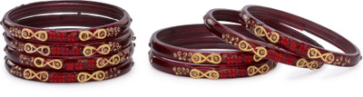 AFAST Glass Crystal Enamel Bangle Set(Pack of 8)