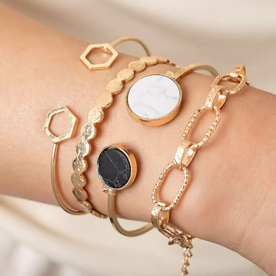 JDENTERPRISES Alloy Gold-plated Bracelet Set(Pack of 4)