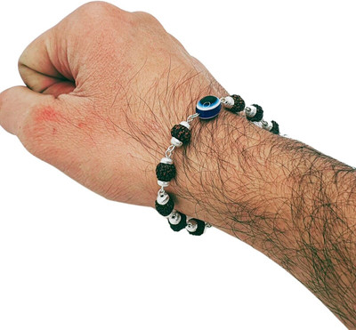 PremPyare Kripalu Store Rudraksha, Evil Eye Silver Charm Bracelet