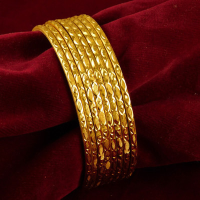 Prettything Alloy Gold-plated Bangle Set(Pack of 8)