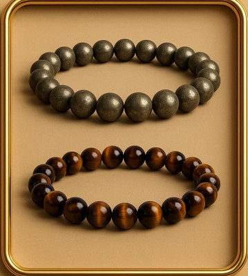 SPYRONIX REAL TREASURE Pyrite, Stone, Tiger's Eye Crystal Bracelet(Pack of 2)