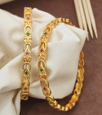 Shree Yogi Bangles Brass Diamond Gold-plated Bangle(Pack of 2)