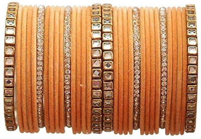 XOZTI Metal, Fabric Pearl Bangle Set(Pack of 10)