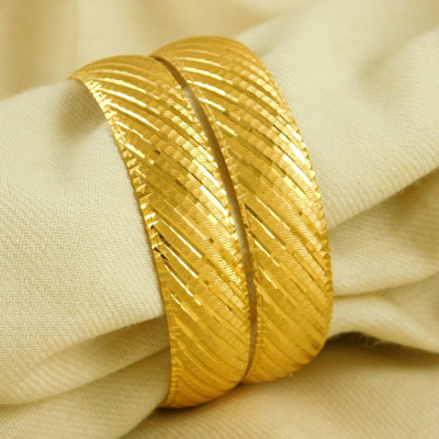 Prettything Alloy Gold-plated Bangle Set(Pack of 2)