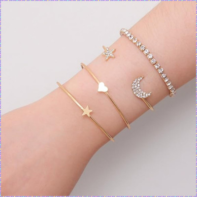 Vembley Alloy Cubic Zirconia Gold-plated Bracelet Set(Pack of 4)