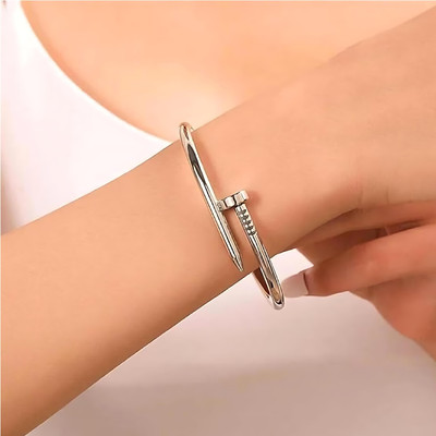 Crazy Fashion Stainless Steel Cubic Zirconia Titanium Bangle