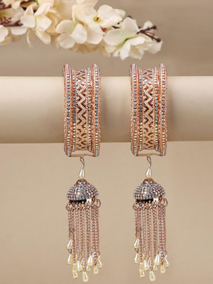 BHANA FASHION Brass Cubic Zirconia Gold-plated Bangle Set(Pack of 2)