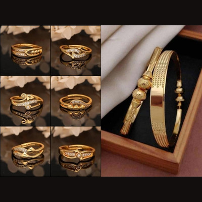 brado jewellery Brass Diamond Gold-plated Bangle(Pack of 6)