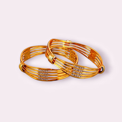 HD PITHADIYA Copper Cubic Zirconia Gold-plated Armlet(Pack of 2)