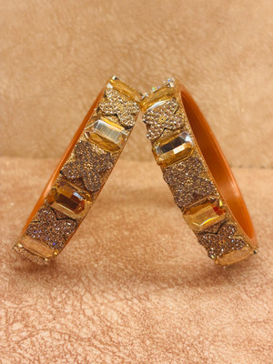 Crazy art gallery Resin Zircon Gold-plated Bangle Set(Pack of 2)